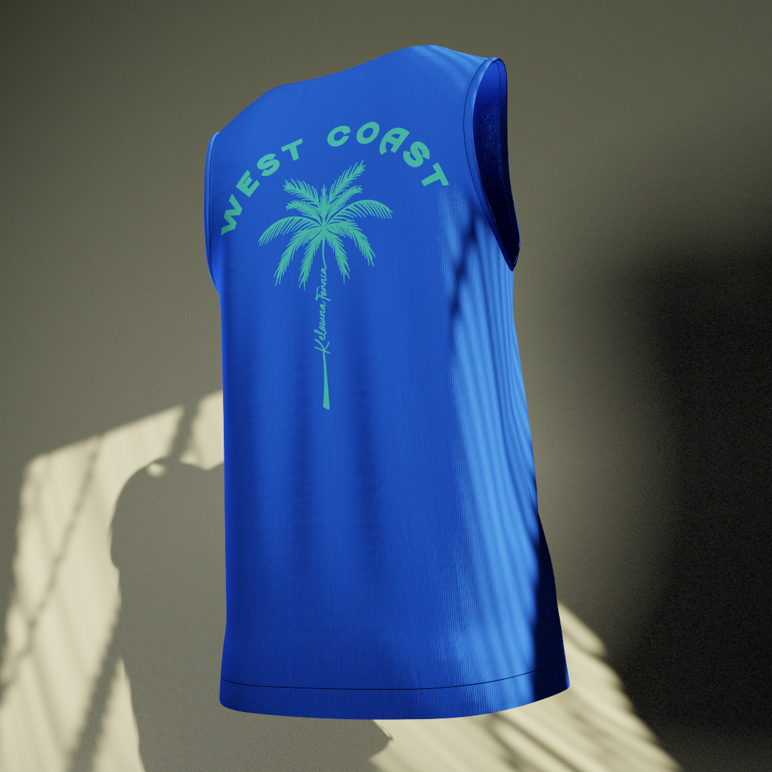 Blue Palm Tree Tank-top