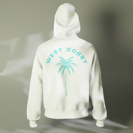 White Palm Tree Pullover "Blue print"